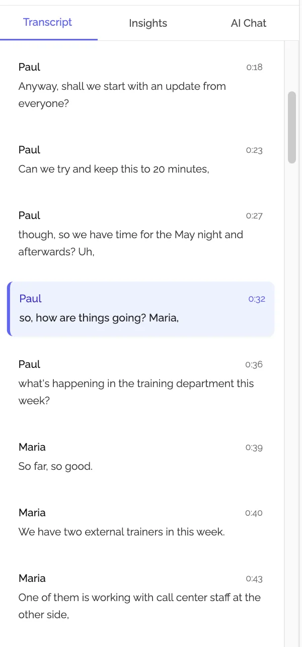 Meeting Transcript Search
