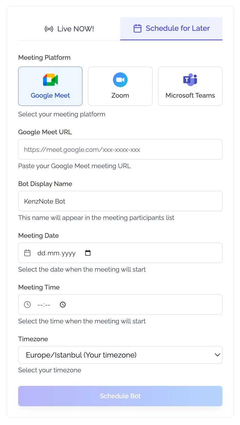 KenzNote App from Inside